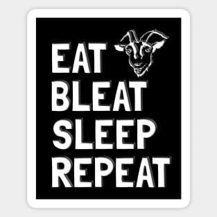 Eat Bleat Sleep Repeat (White) Magnet